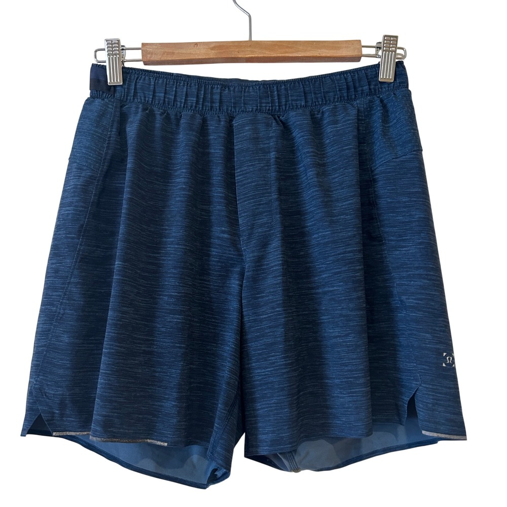 Lululemon Men Shorts S Blue Space Dye Surge Lined Running Athletic 6 Inch Inseam - Picture 1 of 9